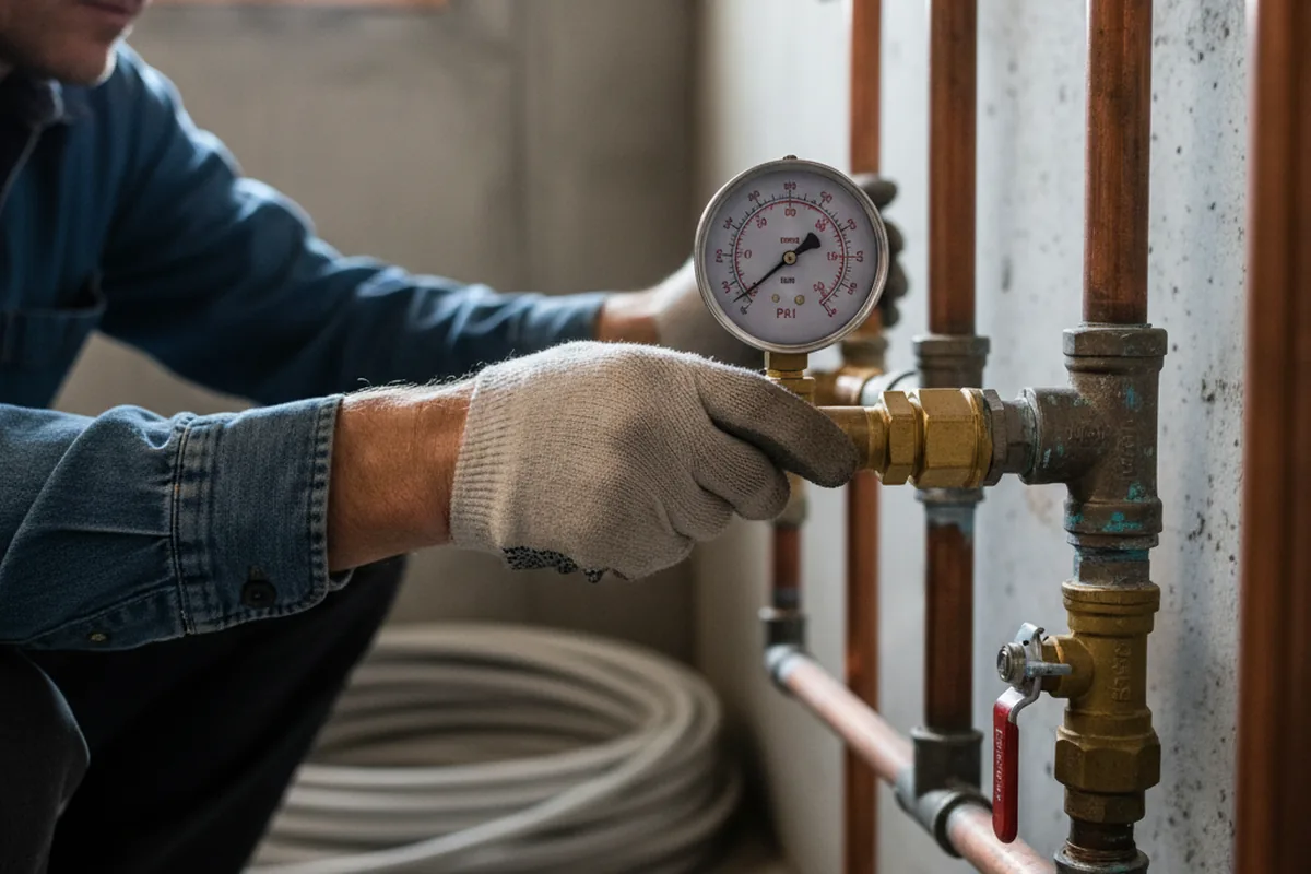 Pressure testing a repaired line during Water Line Repair in Compton